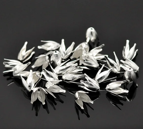 Серебряные украшения DoreenBeads бусин в форме цветков выводов 13x8 мм (подходит 10 шарик)