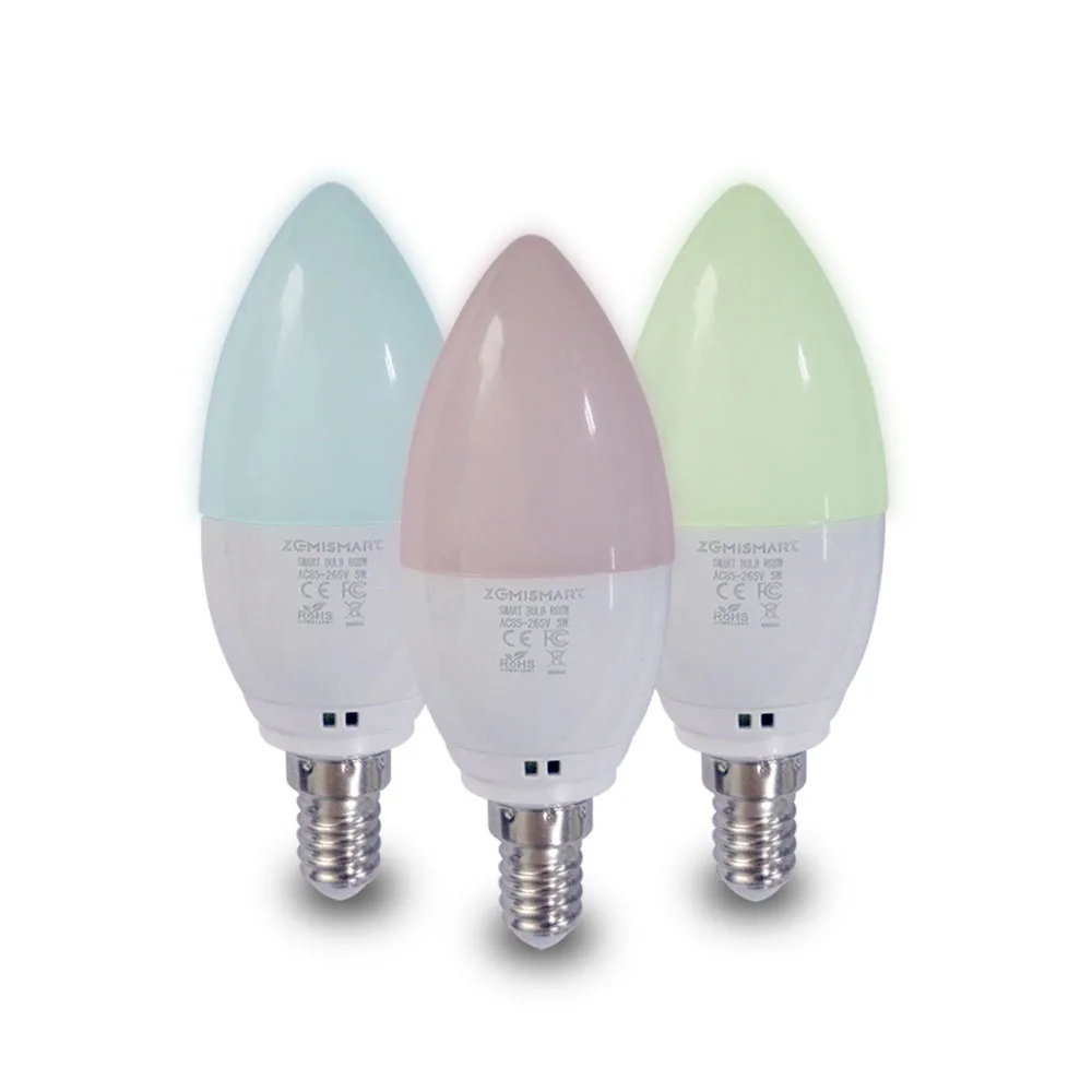 Умная лампа в форме свечки светодиодная Диммер RGBW красочное Голосовое