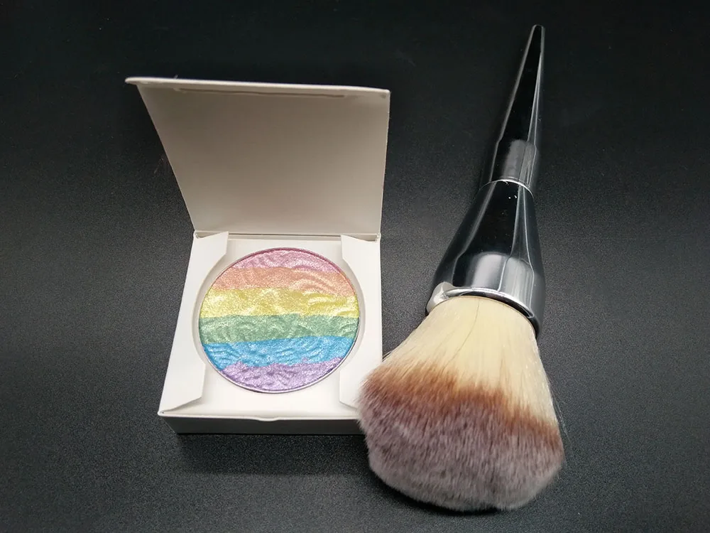 3D Радуга пудра хайлайтер + большая контурная кисть румяна палитра блестящий