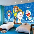 Пользовательские фото зеленые обои детская комната Мальчик принцесса комната Дораэмон обои Синяя тема комната анимационная машина кошка