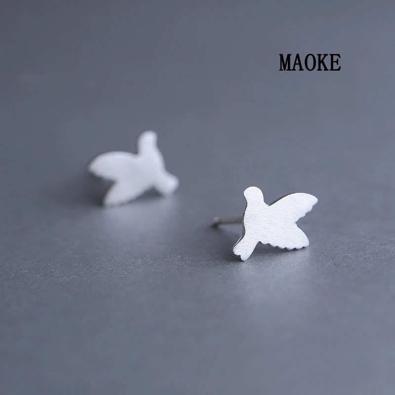 Женские серьги гвоздики в виде голубей из серебра 925 пробы|fashion stud earrings|stud