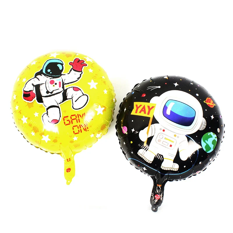18inch black/yellow spaceman baloons Round birthday party foil toy balloon space | Дом и сад