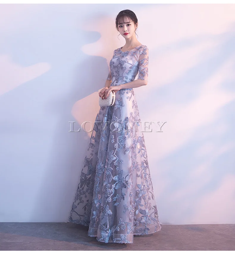 DEERVEADO Robe De Soiree элегантное вечернее платье с коротким рукавом длинное торжественное платье вечернее платье сексуальное с открытой спиной платье для выпускного вечера M253