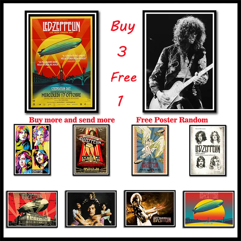 Led Zeppelin рок-музыка с покрытием бумажные Плакаты для дома спальни общежития Настенный декор Бескаркасный плакат