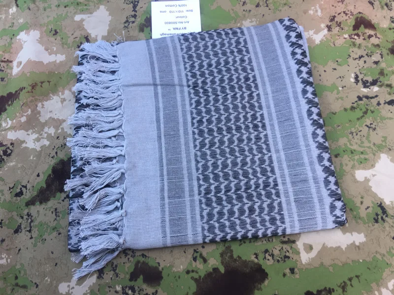 A Хлопок Арабская Куфия шема шарф военные тактические шарфы утолщенные хиджаб квадратные ветрозащитные банданы походный шарф - Цвет: A