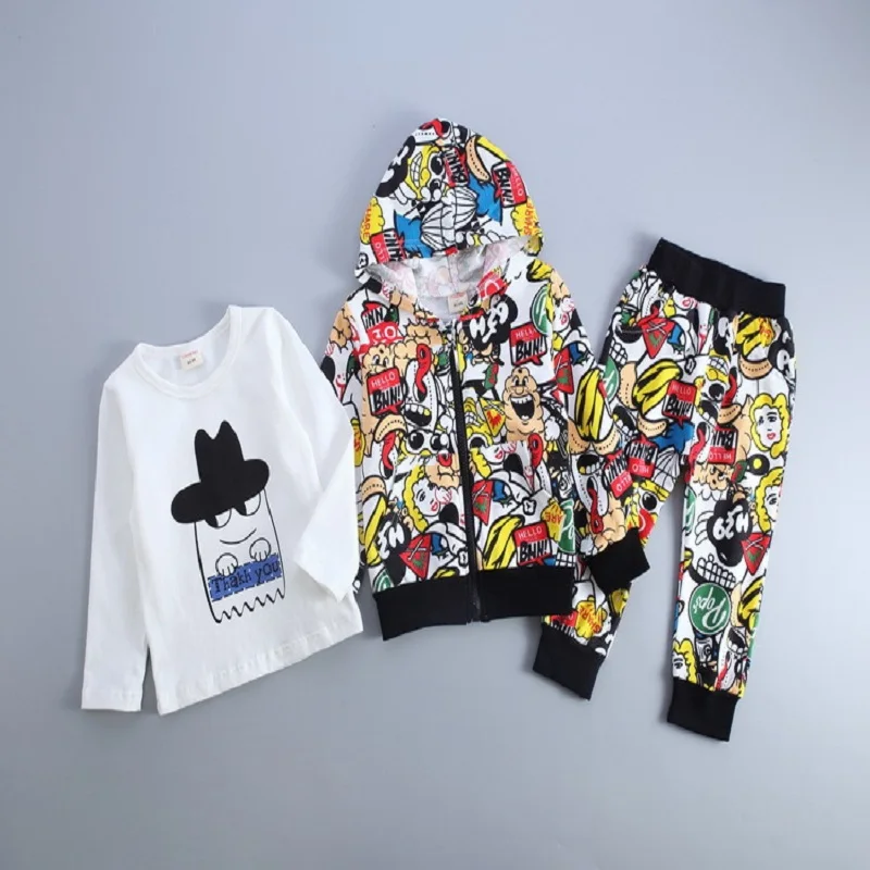 Spring Baby Boy Girls Clothing Sets Fashion Print Cartoon Casual Toddler Suit for Boys Coat + T shirt Pants1 - 4 Y |