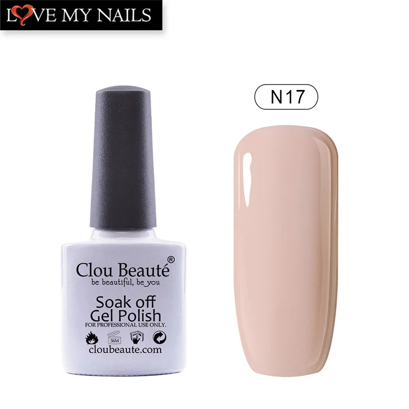 Clou Beaute, 10 мл, замачиваемый Гель-лак для ногтей, горячая Распродажа, телесные цвета, зеленый, розовый, красный лак для ногтей, Гель-лак для ногтей, долговечный дизайн ногтей - Цвет: N17