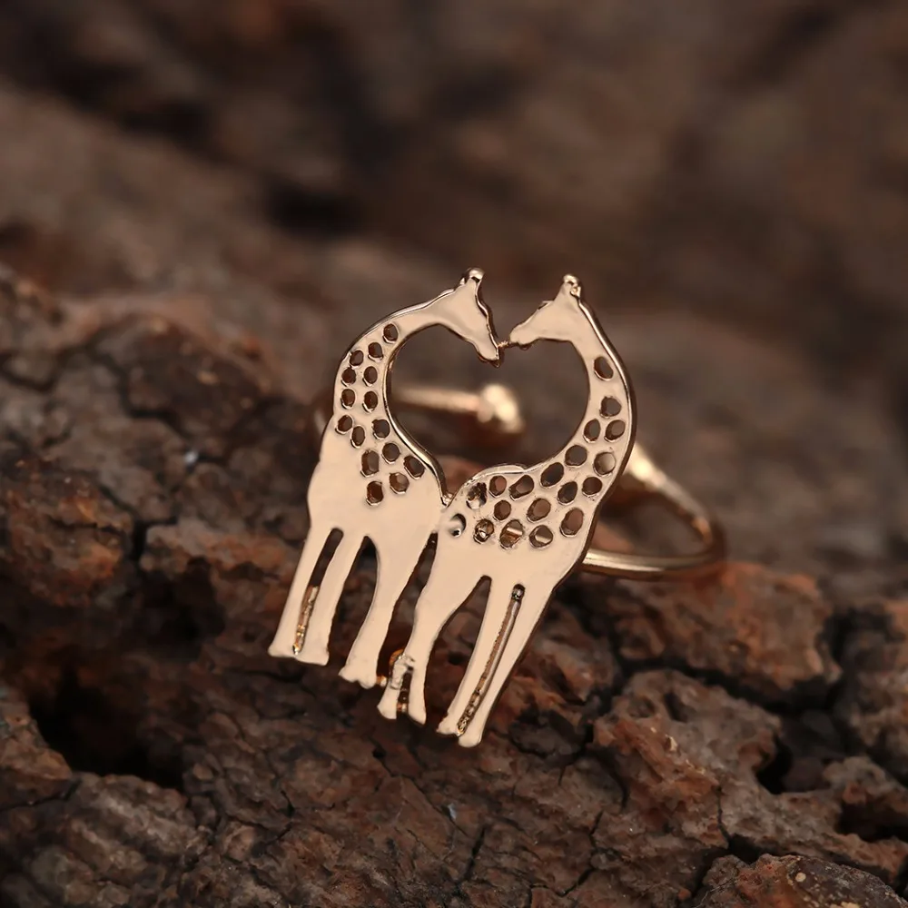 Украшения CHENGXUN в виде милых животных простые кольца на палец двойной жираф