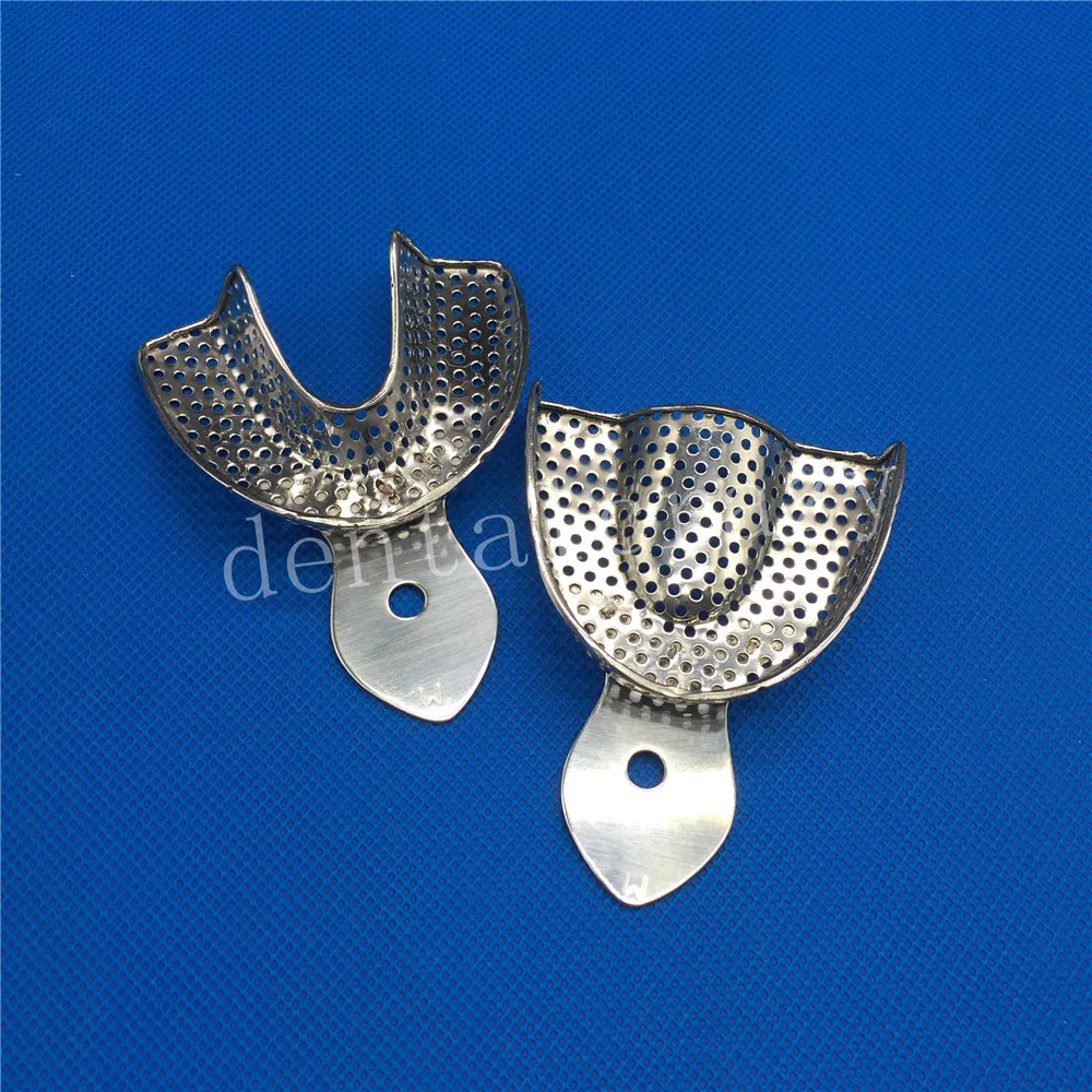 2pcs Medium Зубные лотки, инструменты для протезов, нержавеющая сталь, оттиск, поднос, стоматологический центральный источник, материалы, держатель для зубов, инструменты для рта, Новинка - Цвет: 2pcs Medium