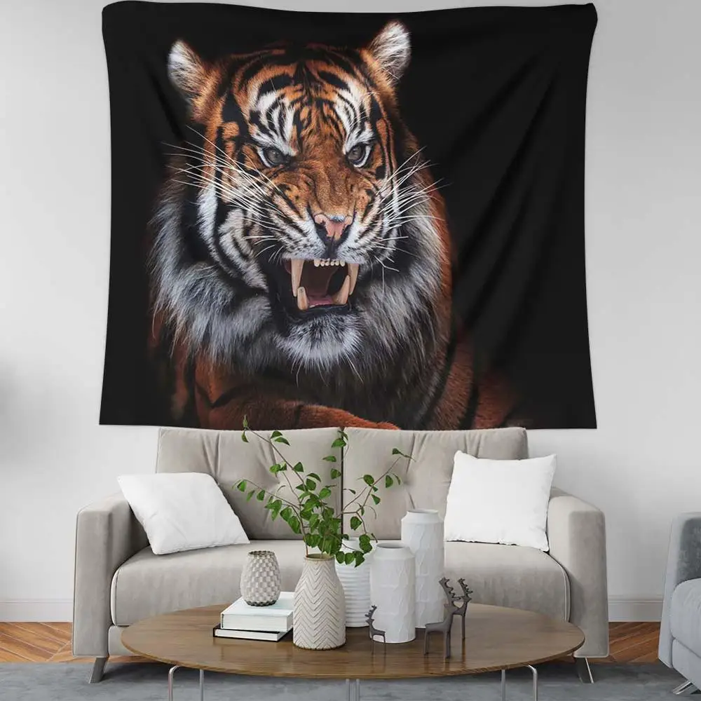 

tijger wandtapijt wall hanging tiger tapestry black home decoration wall rug bedroom wall sheet