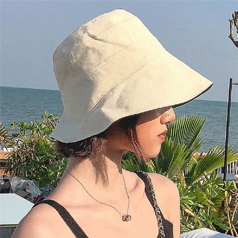 

Imixlot Newest Summer Solid Color Bucket Hat for Women Outdoor Sunscreen Cotton Cap Girls Beach Sun Prevent Hats