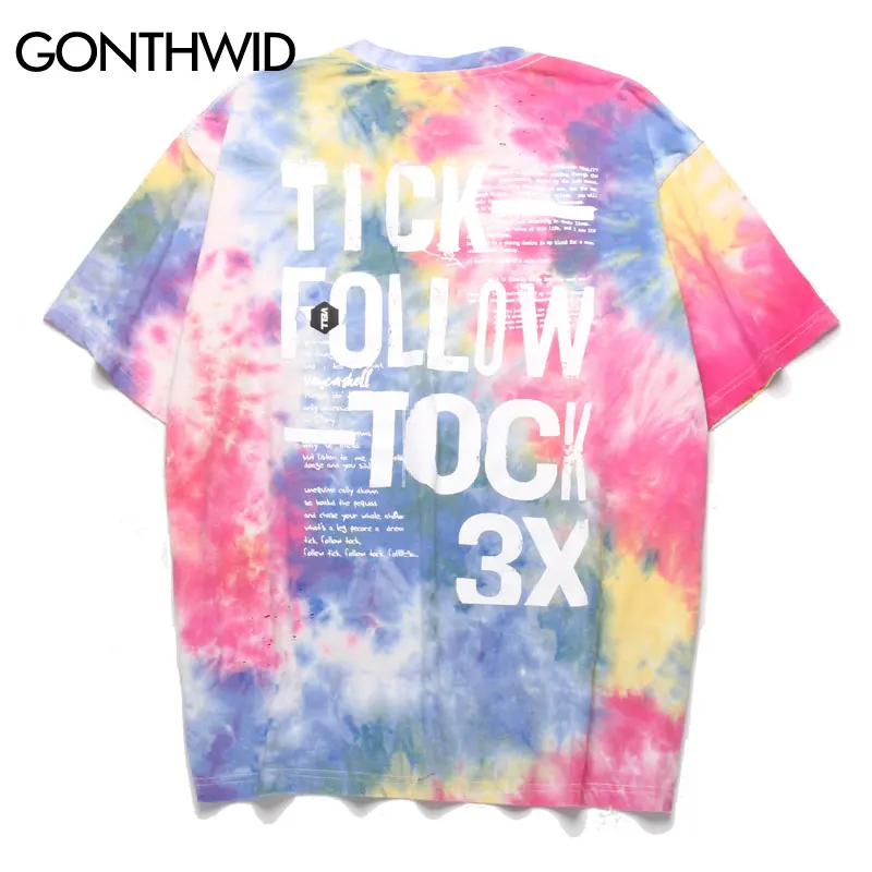 GONTHWID Tie Dye Ripped с дырами рваные Принт футболки уличная хип хоп повседневное Harajuku