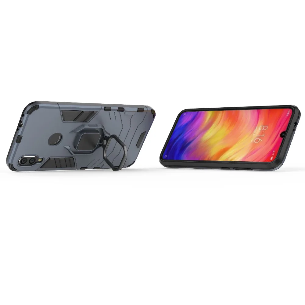 Кольцо стенд Гибридный Броня чехол для телефона Redmi NOTE 7 Силиконовый ТПУ + жесткий