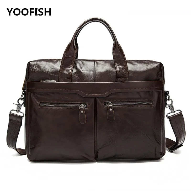 

Men's Bag Classic Casual Genuine Leatherr Black/Brown Men Handbag Shoulder Crossbody bag Leisure Business bag. Free Shipping.