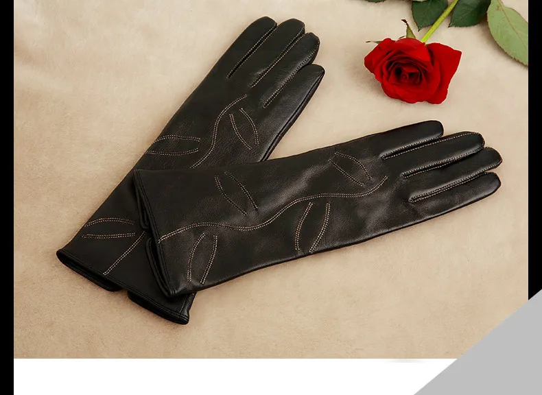 KLSS Брендовые женские перчатки из натуральной кожи, высококачественные перчатки из козьей кожи, модные черные элегантные женские перчатки из овчины для вождения, W308