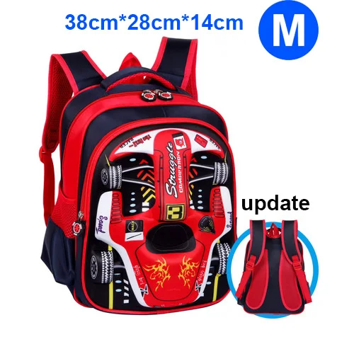 Red Medium Size Мультяшный 3D гоночный автомобиль для мальчиков и девочек, детский сад, детская школьная сумка, рюкзак, школьная Сумка подростковая детская Студенческая сумка - Цвет: Red Medium Size