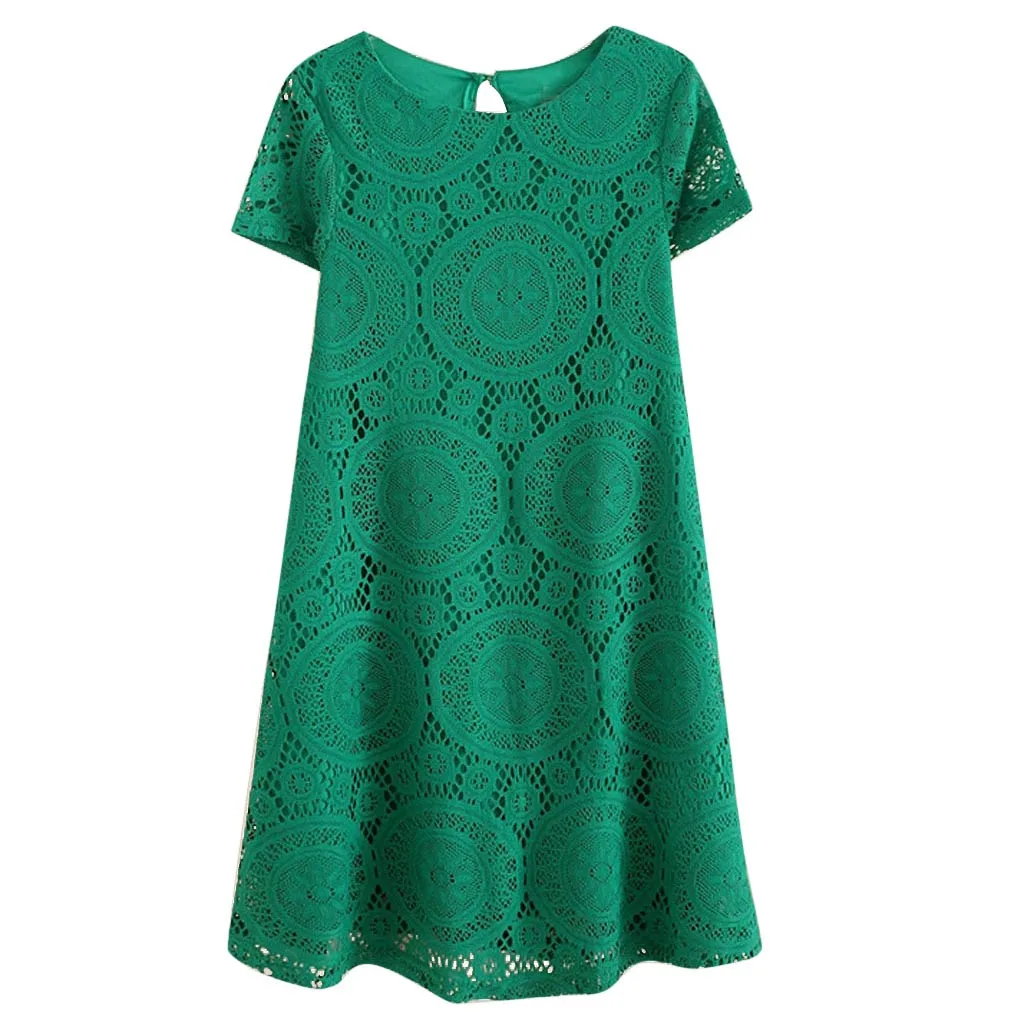 MISSOMO, летнее женское платье, плюс размер, 5XL, одноцветное, с коротким рукавом, с круглым вырезом, кружевное, с вырезом, платье для женщин, vestidos