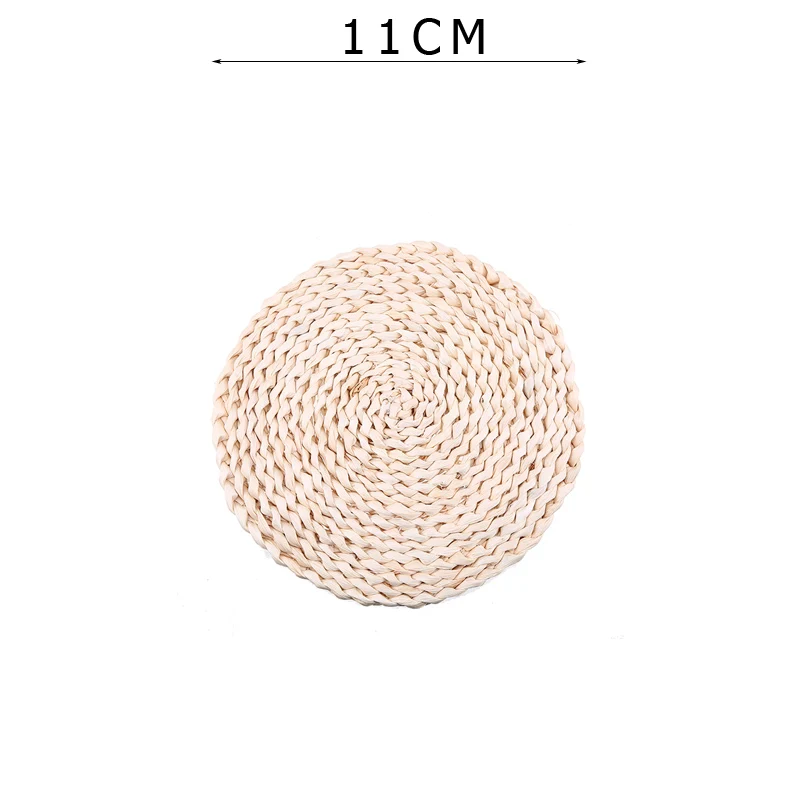 1pc Round 11cm WCIC Natual соломенная водная гиацинтовая тканевая салфетка для детей для обеденного стола круглый Овальный тканый стол кухонный обеденный коврик ручной работы - Цвет: 1pc Round 11cm