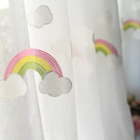 cartoon rainbow clouds embroidered tulle children curtains for kids bedroom window treatments kitchen curtains for living room