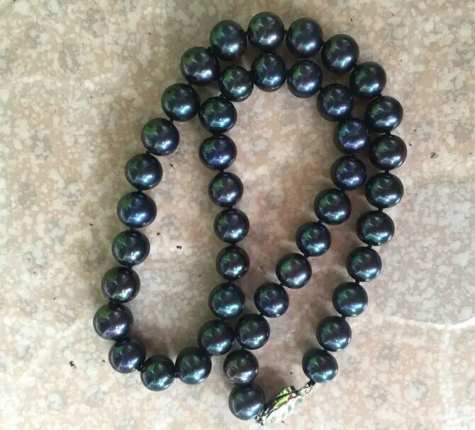

Потрясающее 10 мм Ожерелье из натурального таитянского черного жемчуга 18 дюймов 14 КГП