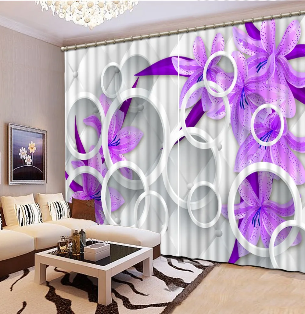 3d затемненные занавески для гостиной детская спальня ткань фиолетовые с цветами