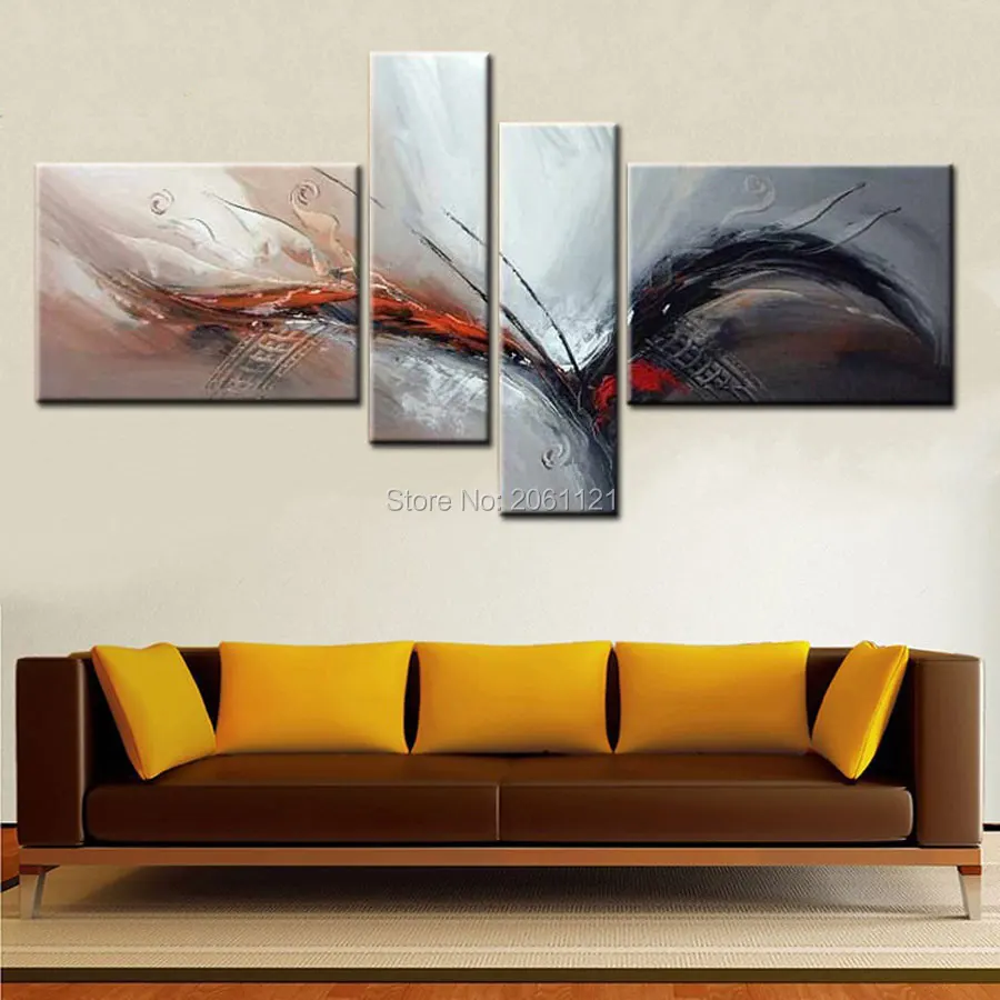 Картина абстрактная на стену с изображением птиц 4 шт. | Дом и сад