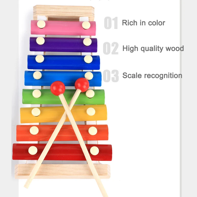 

Hot Selling Preschool Kids Knock Piano Octave Wooden Toy Beat Xylophone Music Education Toy