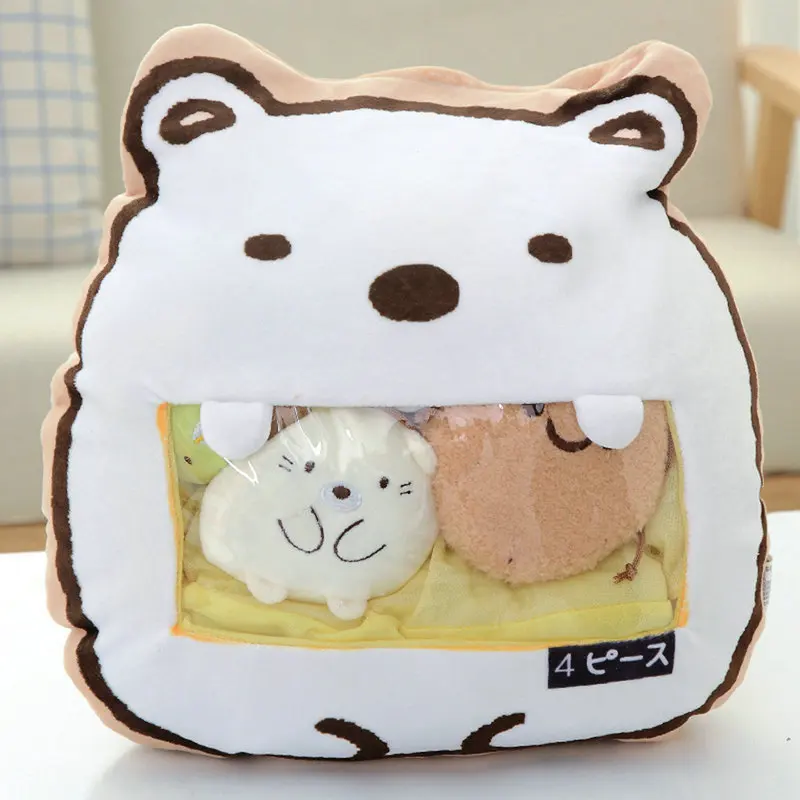 bear Сумка из 4 шт. аниме Кот Пингвин печенье кукла подушка для игрушек Япония аниме Белый медведь плюшевая подушка с набивкой игрушка для детей - Цвет: bear