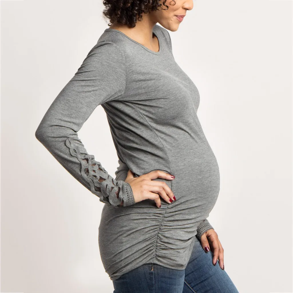 Новинка, женская одежда для мам и беременных, блуза, ropa de mujer, кружевная Повседневная сетчатая рубашка для кормления грудью, кормящих матерей, с длинными рукавами