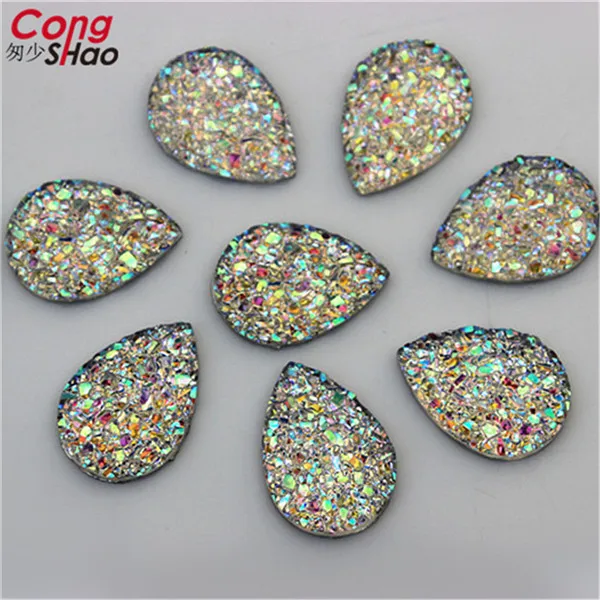 Clear AB Новые Bling AB цвета 50 шт. 13*18 мм минеральная поверхность капли смолы Стразы с плоской задней частью камень Кабошон DIY Свадебные украшения 8Y29 - Цвет: Clear AB
