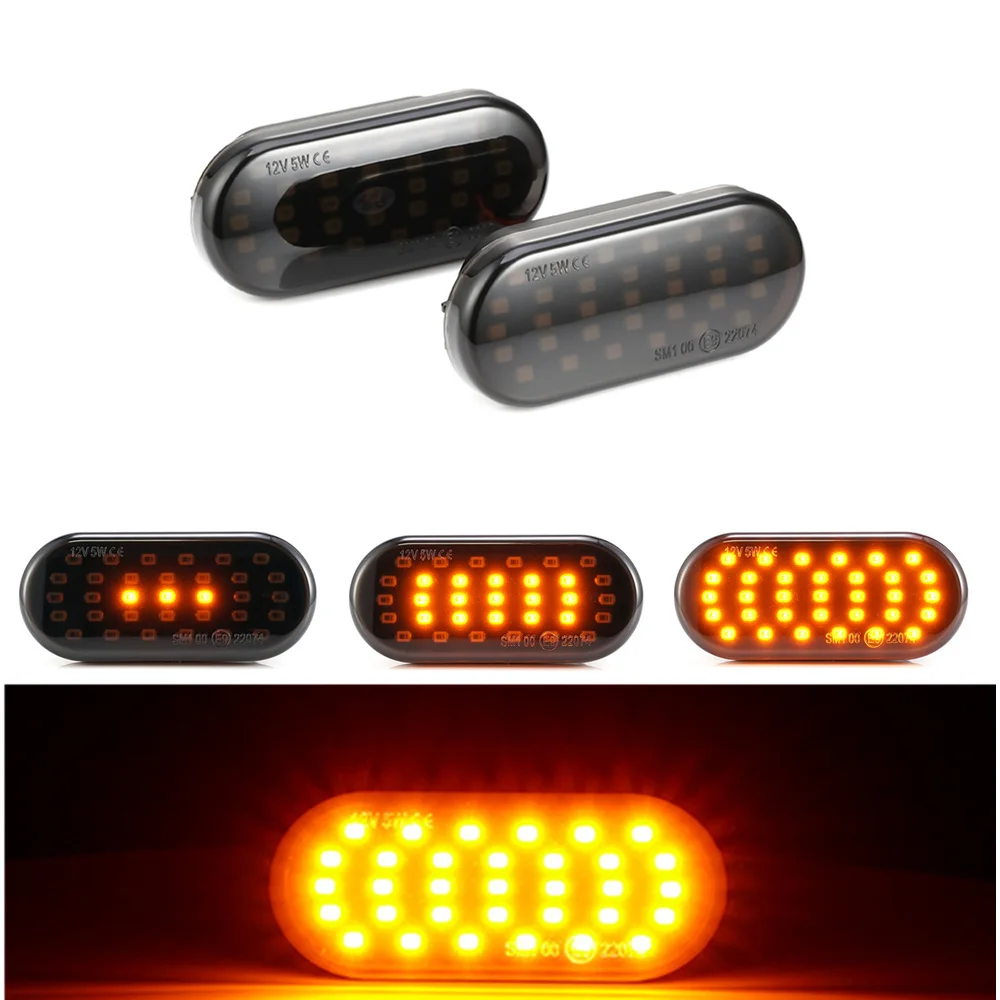2 шт. для VW Golf 3 4 Passat Polo, Ford Focus SEAT Leon Ibiza Skoda Octavia светодиодный динамический боковой габаритный указатель поворота светильник крыло светильник