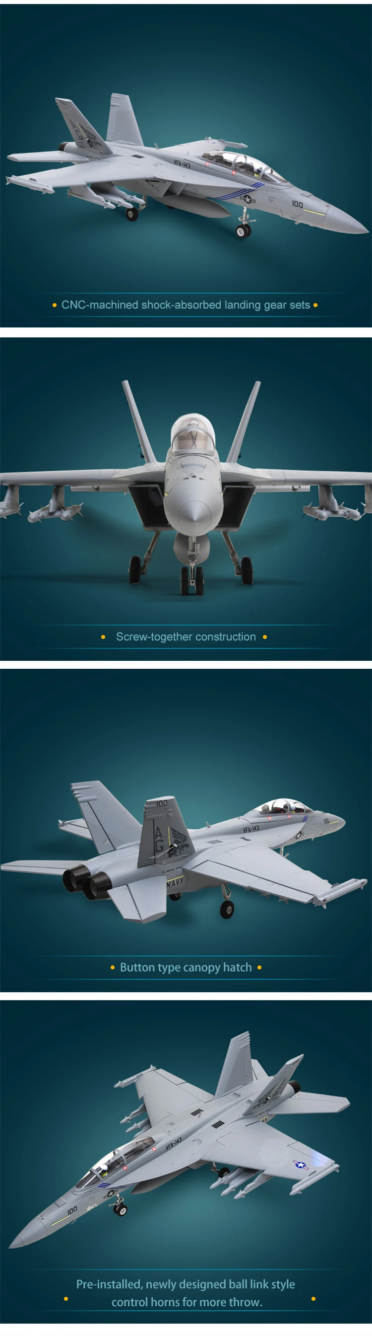 Новое поступление FMS RocHobby F18 F/A-18F Super Hornet 70 мм EDF струйная версия PNP и комплект