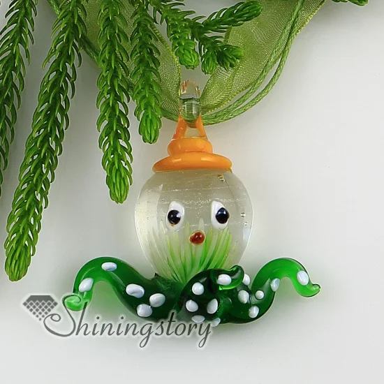 Осьминог с цветами внутри Itailian бусины из муранского стекла ожерелья подвески