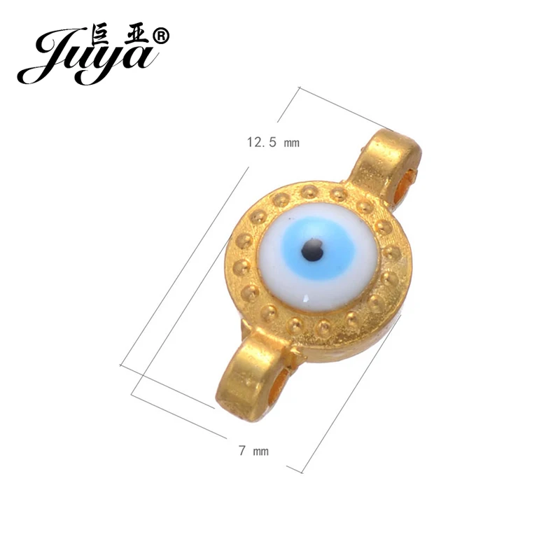 

JUYA 50pcs/lot 12.5X7mm Popular Jewelry Accessories Finding Evil Eye Alloy Charms Connector for DIY Bracelet Necklace AE0008