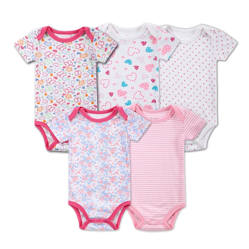 5 Pieces/lot Baby Girl Clothes Bodysuit Infant Jumpsuit Overall Short Sleeve Body Suit Clothing Set Summer Cotton | Детская одежда и