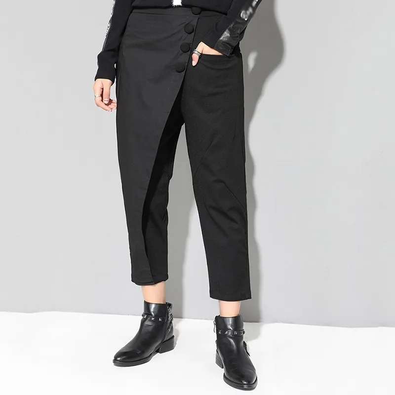 SISPELL женские Асимметричные штаны эластичные черные брюки с высокой талией для