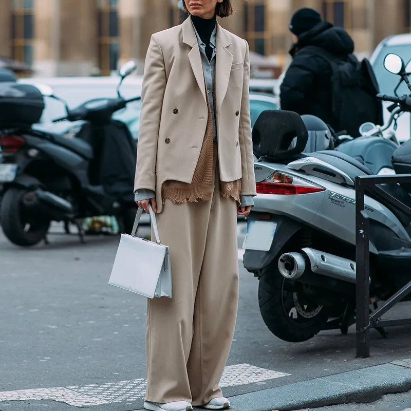 TWOTWINSTYLE повседневные женские костюмы Асимметричный блейзер с длинными рукавами