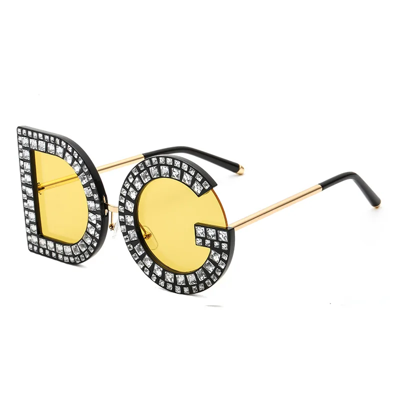 Benesse 2018 негабаритных DiamondSunglasses для женщин мужчин кристалл Роскошные брендовая