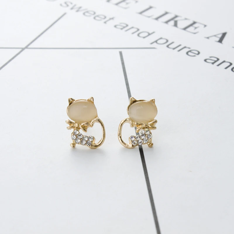 

Hot Fashion Earrings/jewelry/Lovely Rhinestone Cat Earrings Cute Cat Stud Earrings Gifts For Women Girls 2018