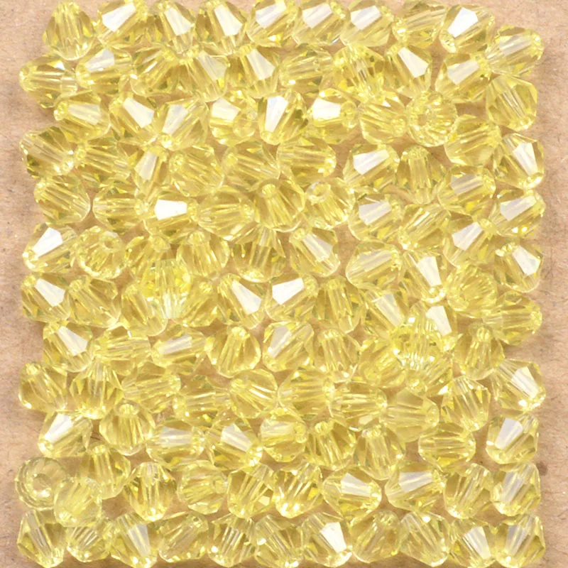 Двухконусные хрустальные бусины 100 шт. прозрачные белые 4 мм стеклянные россыпью