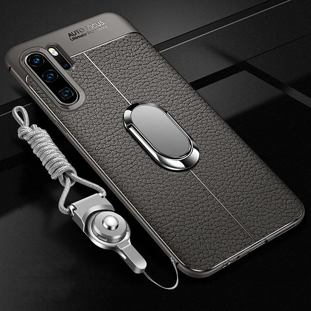 Gray Для huawei P30 Pro автомобильный держатель Магнитный кронштейн Стенд палец кольцо чехол из термопластичного полиуретана для huawei Коврики 20 Pro lite для huawei Nova 4 e крышка - Цвет: Gray