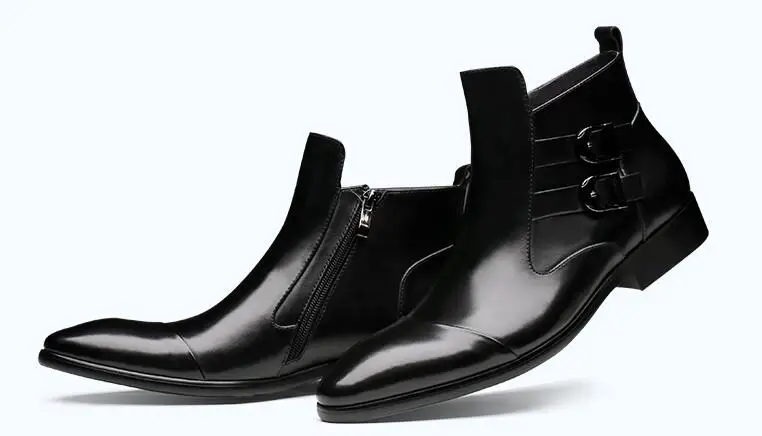 

Autumn and winter new men's Martin boots men's high shoes ankle leather boots men's fashion casual pointed toe boots