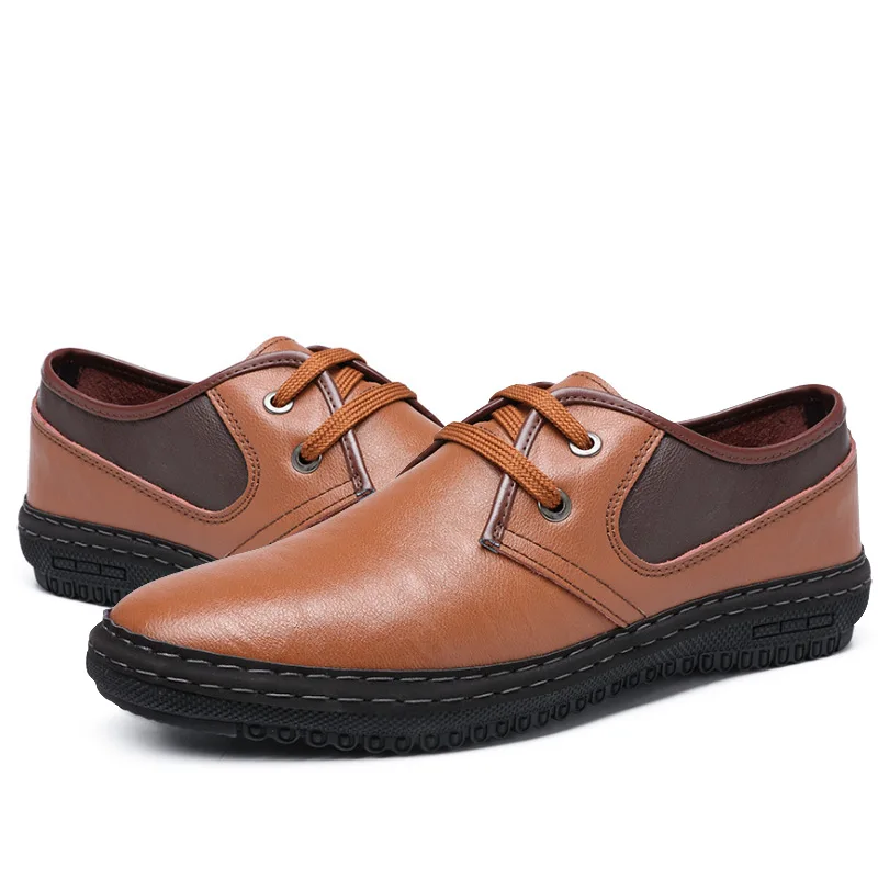 Fashion Autumn New Man Casual Genuine Leather Shoes Mens Lace-Up Loafers Simple Stylish Male Footwear Oxford For Men | Обувь