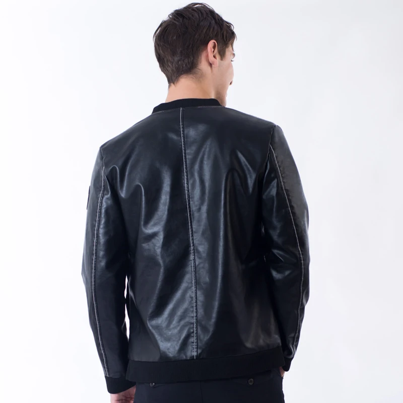 Woodsvoice брендовая одежда Куртки из искусственной кожи для мужчин Slim Fit Новые осенние зимние мужские кожаные куртки Мужская Верхняя одежда повседневные пальто