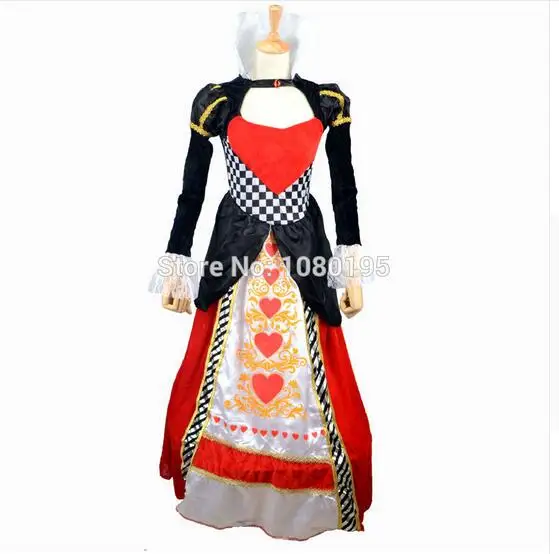 

Alice In Wonderland Cosplay Costume Queen Of Hearts Costume Red Queen Costume Female Elegant Dress Cosplay