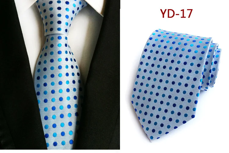 W17 Классический Модный Шелковый галстук в клетку, в полоску, однотонный, зеленый, оранжевый, красный, в горошек, галстук для мужчин, деловые, вечерние, свадебные, официальные, 8 см галстуки - Цвет: W17