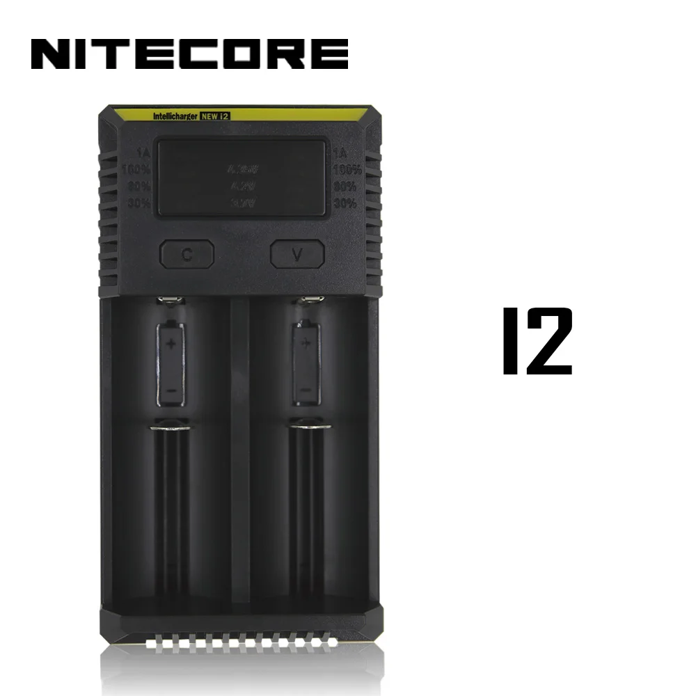 Топ Nitecore i2 intelli-зарядное устройство Универсальное зарядное устройство для AA AAA Li-Ion 26650 18650 14500 батареи зарядка+ Автомобильный Кабель - Цвет: Nitecore New I2