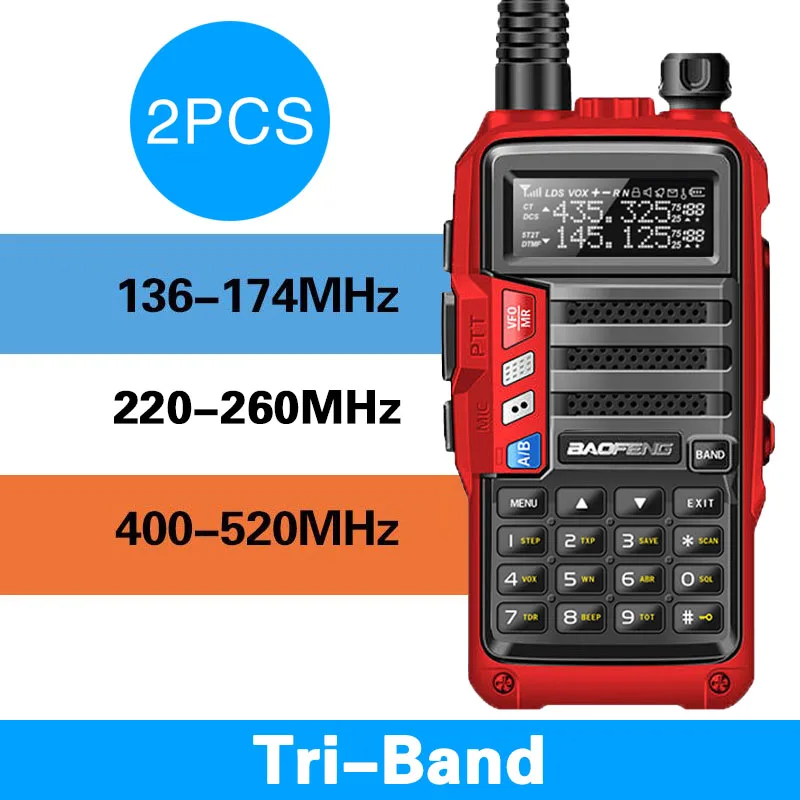 red BAOFENG UV-S9 8 Вт высокое мощность VHF/UHF136-174Mhz и 400-520 МГц Dual Band 10 км Long Range Thickenbattery двухканальные рации CB радио - Цвет: red
