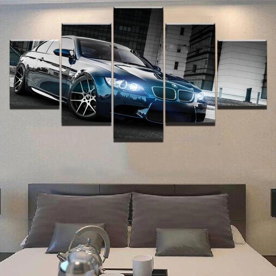 Постер с рисунком на холсте для домашнего декора 5 шт. HD Bmw M3 черные спортивные