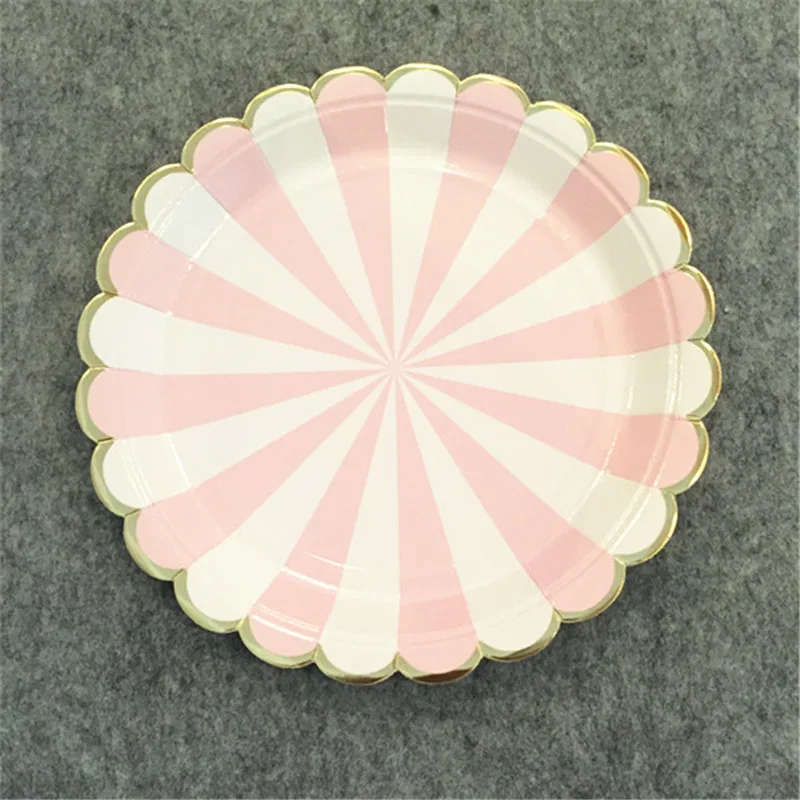 32pcs Mint &amp Pink Scallop Foil Gold Paper Plates Cake Snack Dishes Dessert Party for Anniversary New Year Baptism | Дом и сад
